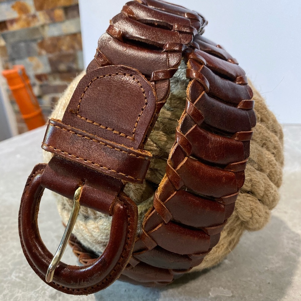 Wide Leather Belt stunning mahogany red woven